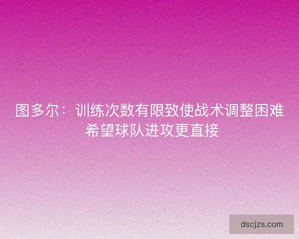 图多尔：训练次数有限致使战术调整困难 希望球队进攻更直接