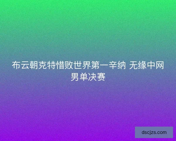 布云朝克特惜败世界第一辛纳 无缘中网男单决赛
